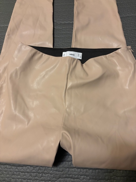 Mango Pants - Mango Beige Faux Leather Straight-Leg Pants